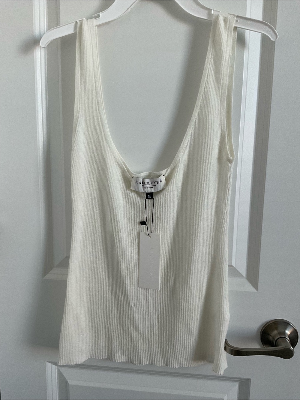 Kallmeyer New York Ribbed Scoop Neck Tank Top - Ivory - Size M - Picture 2 of 2